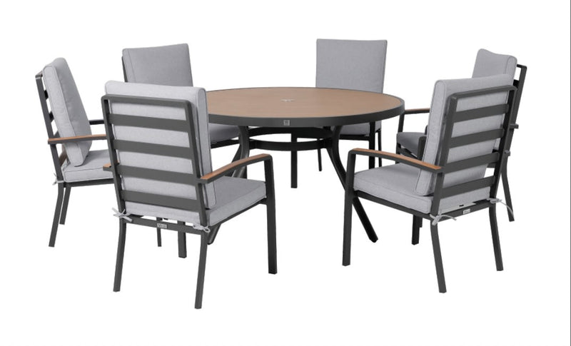 Panama 6s Rnd Dining Set Ash