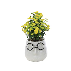 10cm Faux Plant White Pots