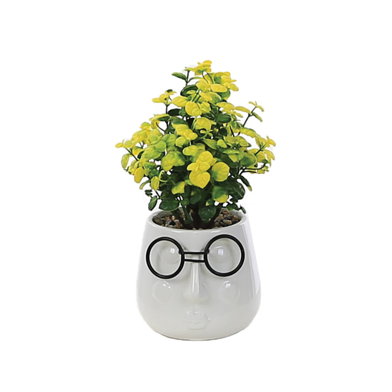 10cm Faux Plant White Pots