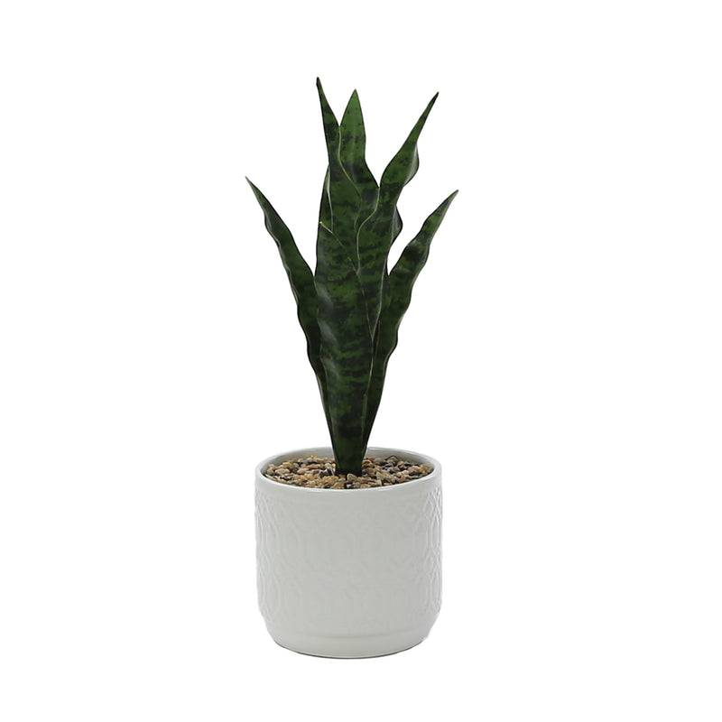 12cm Faux Plant White Pots