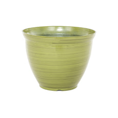 Green Striped Feather Pots